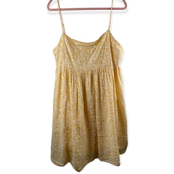 American Eagle Outfitters Dresses & Skirts - AMERICAN EAGLE Dress Yellow White Floral Print Tie Back size XL